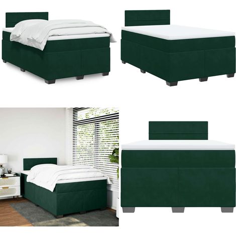 Sommier à lattes de lit et matelas Vert foncé 120x200cm Velours - Lit Double - Meubles Chambre - Literie - Matelas - Sommier - Home & Living (1/5)