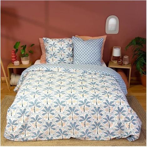 Parure de lit - CÔTÉ DÉCO - Fleuris & Géométriques - 220 x 240 cm - 100% coton - OEKO-TEX (1/5)
