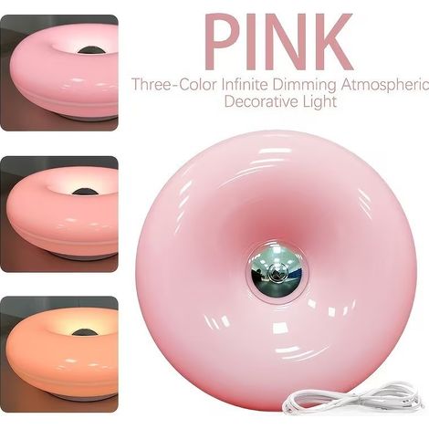 Lampe Chevet Donut Design Créatif Tactile, Rose - Veilleuse d'Ambiance pour Chambre (1/5)