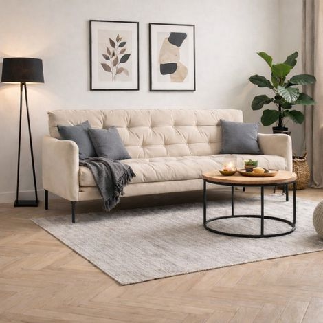 Schlafsofa 3-Sitzer - Creme - Mehrere Positionen - Renge