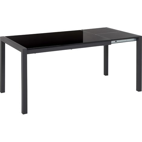 Mesa de comedor extensible negro 120/160 x 80 cm patas de metal mecanismo tradicional brillante lacado cocina Granada (1/5)