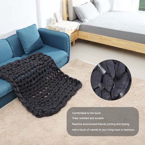 Couverture tissée en polyester uni, jeté de canapé, accessoires, fond gris (1/4)