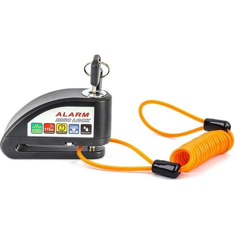 Antivol bloque disque alarme moto + câble de rappel Tourtecs 110dB noir