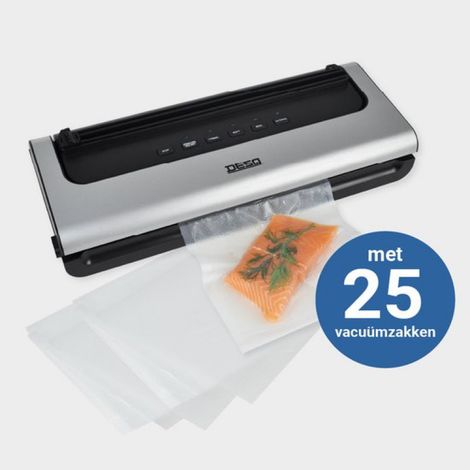 Machine sous vide DESQ® 7910 - Livrée avec 25 sacs sous vide - 5 réglages - Cutter rotatif - Fonction impulsion - Tuyau d'aspiration - Bac de récupération d'humidité amovible (1/5)