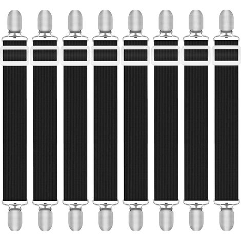 Tendeur Drap Housse - 8 Pièces - Élastique Réglable - Clips Métalliques - Pour Lit Matelas Canapé - Noir 30cm à 130cm (1/5)