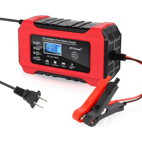 Caricabatteria per auto - Caricabatteria per auto intelligente completamente automatico da 10 A, 12 V e 24 V, caricabatteria di mantenimento a bassa corrente per batterie al piombo di auto, camion, to