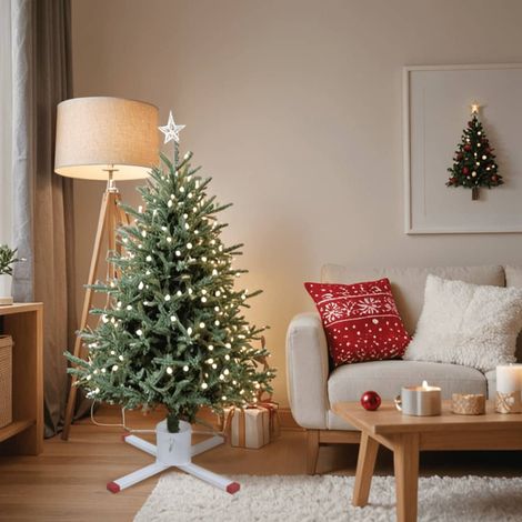Support de sapin de Noël-Décoration de Fête pour Noël blanc 61x61x15,5 cm 151465 (1/5)