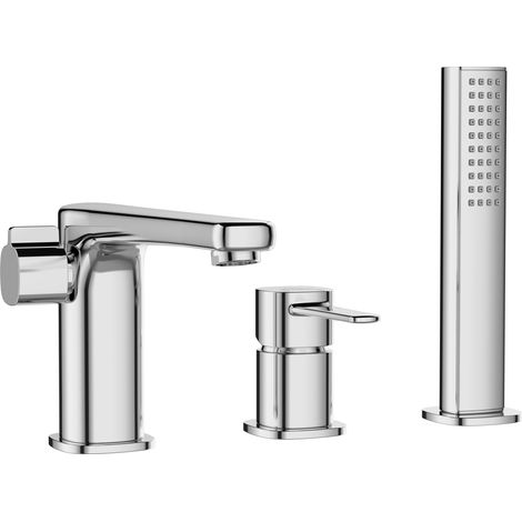 Robinet 3 Trous Chromé Poignée Douche Mitigeur Salle De Bain Faible Encombrement (1/5)