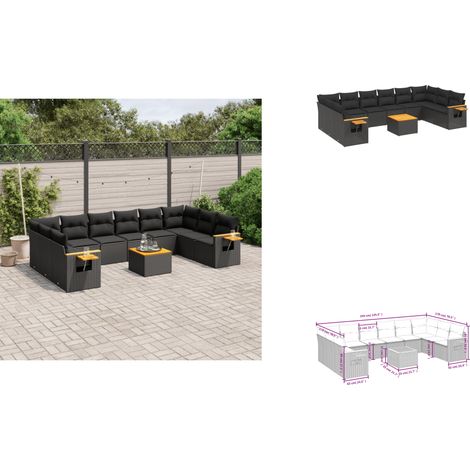 Salon de jardin 11 pcs avec coussins noir résine tressée - Ensemble Salon De Jardin - Canapé Extérieur - Meuble De Jardin - Rotin Synthétique - Mobilier De Jardin Design (1/3)