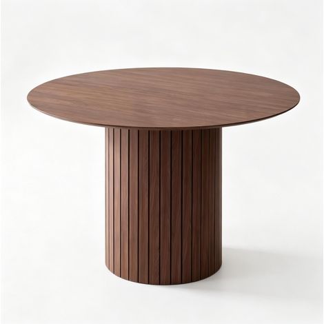 Tavolo rotondo da pranzo in legno scuro 120 cm, stile minimalista (1/4)
