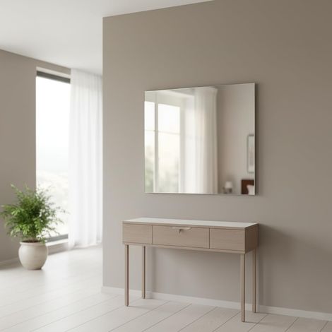 Specchio Rettangolare Filolucido Con Vetro Da 5 mm Bordi a 90° Installazione Verticale e Orizzontale Reversibile Con Pellicola Antiesplosione e Ganci Inclusi Design Moderno Per Bagno Casa 70 X 110 Cm 