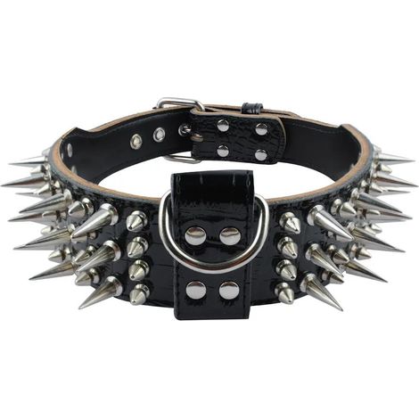 Collier pour chien en cuir clouté avec laisse, rivets en cuir PU pour chiens de type Pit Bull - Collier pour chat en cuir résistant avec clous à pointes pour petites, moyennes et grandes races