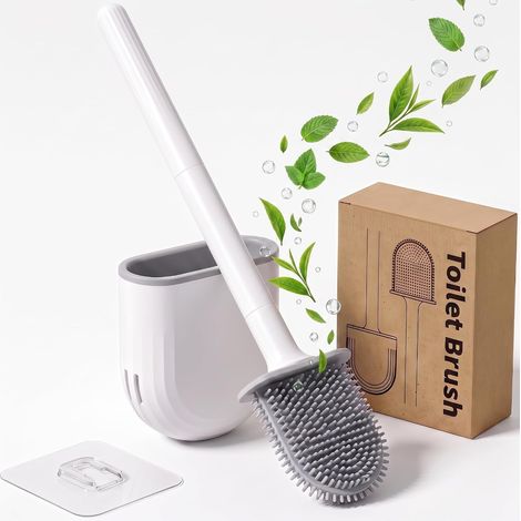Brosse de toilette moderne et minimaliste avec système de drainage inférieur, antibactérien et facile à nettoyer (1/5)