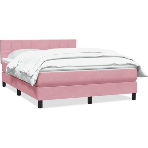 Maison Exclusive - Sommier à lattes de lit avec matelas rose 160x220 cm velours