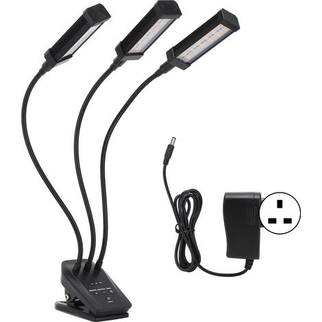 Lampe de croissance LED 3 têtes 360° réglable avec minuterie pour plantes, serre bureau 100-240V, prise UK noire (1/5)
