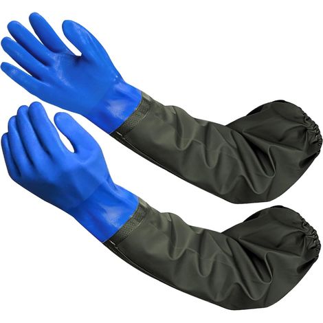 Pair of Long Waterproof Rubber Gloves, 70cm Work Gloves (1/5)