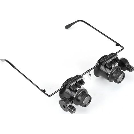 Eye Loupe, Eye Lunettes Loupe avec éclairage LED Professionnel Eye Lunettes de réparation pour Montre 20 x Loupe bijoutier Outil Objectif Loupe