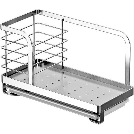 Porte Eponge, Acier Inoxydable 304,Support Eponge Evier Cuisine, Bac de Récupération,Organisateur D'évier, Plateau égouttoir à Vaisselle, Porte Savon, Convient pour Les Comptoirs, (1/5)