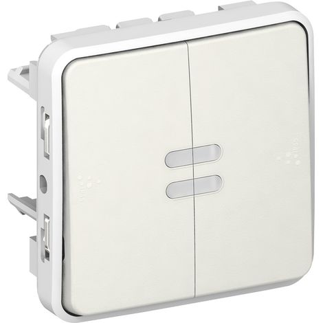Legrand 069626 Doppel-Wechselschalter mit Beleuchtung Legrand Plexo, kombinierbar, weiß – 10 AX (1/2)