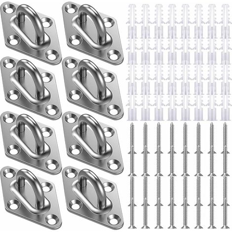 M5 Plaques à Oeillets,8 Pièces Platine Oeillet Inox Rhombic,Kit de Crochet Plafond Charge Lourde,Crochet Suspension Plafond Fixation Support Anneau Mural Boulon à Oeil pour Accrocher Objets