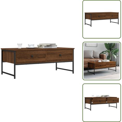 Table basse chêne marron 101x49x39,5 cm bois d'ingénierie - Table Basse - Meuble Salon - Table D'appoint - Table Canapé - Design Industriel (1/5)