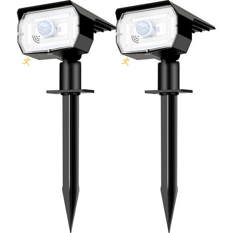 Spot Solaire Exterieur Detecteur de Mouvement Lot de 2 - Lampe Solar Exterieures Puissant 56 LED/3 Modes avec Étanche, Réglable LED Lumiere Solaire Exterieur pour Jardin Chemins(Blanc Froid) (1/5)