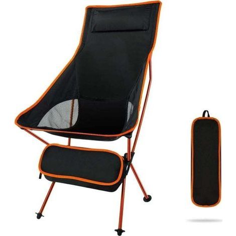Chaises de Camping Pliantes, légères et Portables avec Sac de Transport pour l'extérieur, la pêche, la randonnée, la Plage, Les Pique-niques (Orange) (1/4)