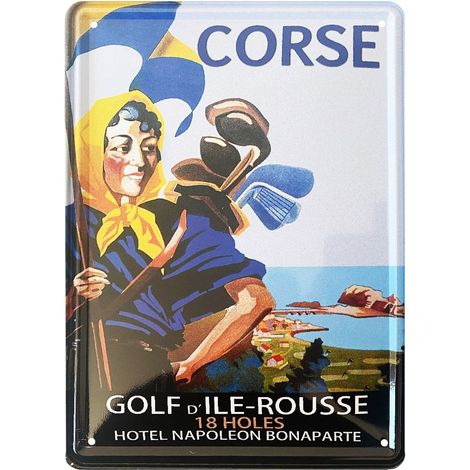 Petite plaque métallique Ile Rousse Corse 21 x 15 cm