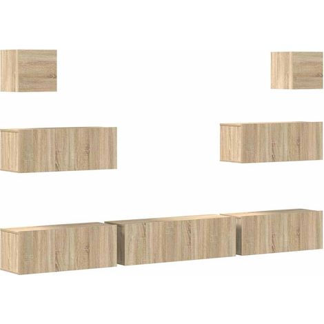 Maison Exclusive - Set di Mobili Porta TV 7 pz Rovere Sonoma in Legno Multistrato (1/5)