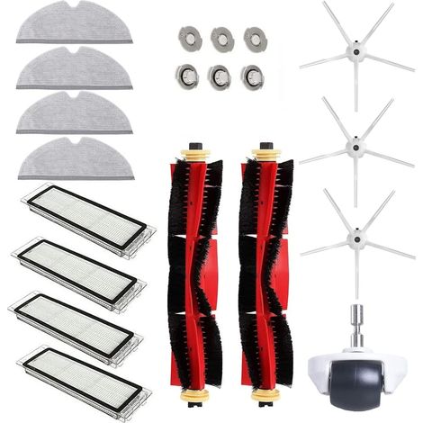 Lntyq Ersatzset für den Staubsauger Xiaomi Roborock S5Max/S6 Pure/E5, inkl. 2 Rollbürsten, 3 Seitenbürsten, 4 Hepa-Filter, 4 Tücher, 6 Wasserfilter, 1 Rad. (1/4)