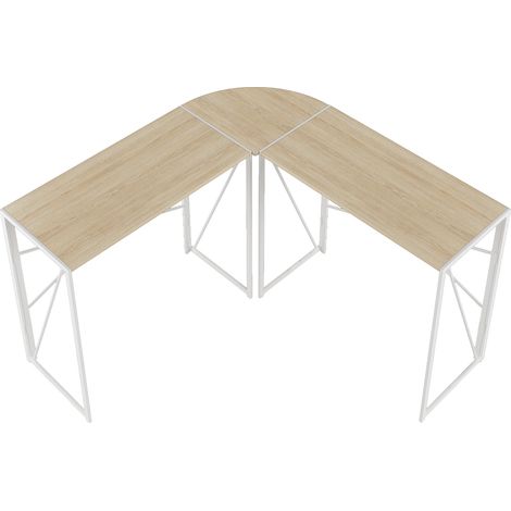 ELVMI Eckschreibtisch mit Grosser MDF-Arbeitsplatte und Metallgestell fuer Homeoffice und Arbeitszimmer Weisseiche (1/5)