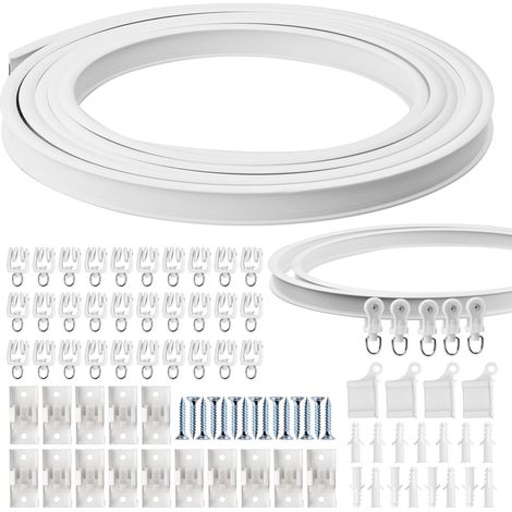 Rail de plafond flexible de 5 mètres pour rideaux, tringle à rideaux pliable, accessoires inclus, rail courbé