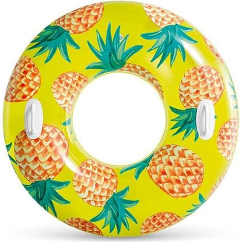 Salvagente gonfiabile rotondo con diametro 107 cm - Ciambella gonfiabile per piscina - Giallo Ananas (1/4)