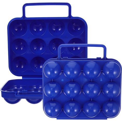 Blue PP Portable Egg Box, Set of 2, 12 Egg Capacity, Reinforced Protection for Picnics and Outdoor Storage (1/5)