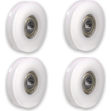 Juego de 4 rodillos de nailon con ranuras - Para puertas correderas, esquineras y cajones - 5306 mm (1/5)