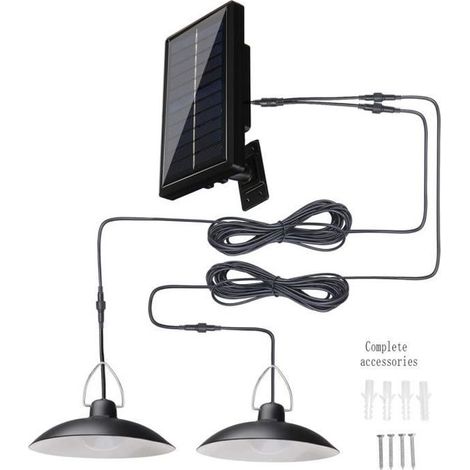 TEMPSA Lustre Lumière solaire télécommande Double têtes Lampe - Luminosité réglable - Étanche (1/4)