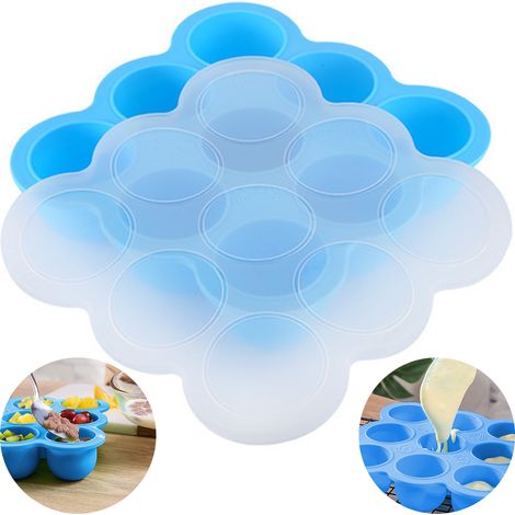 Boîte De Conservation Alimentaire - Couvercle En Silicone Pour Bac À Glace - 9 Compartiments De 70 Ml - Adapté Congélateur Micro-ondes Lave-vaisselle Four - 1 Pièce (1/5)