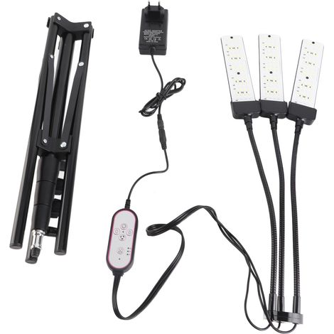 Lampes de culture LED pour plantes d'intérieur Spectre complet 3 modes d'éclairage 5 minutages de luminosité avec trépied réglable en hauteur Tube col de cygne à 360 degrés Télécommande croissance des (1/5)
