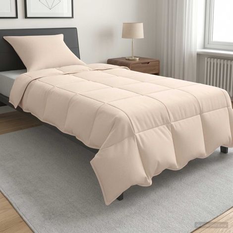 vidaXL Juego de Edredón 2 uds. 137 x 200 cm Todas las estaciones Beige (1/5)