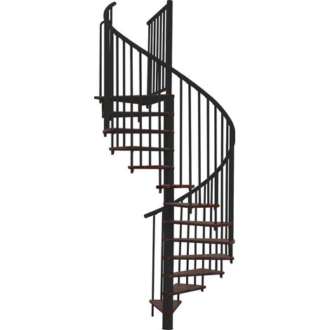 Minka Spindeltreppe Switch 36 - 295cm Geschosshöhe Walnuss Schwarz 160cm Durchmesser