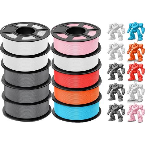 Filamento PLA 3D, 1,75 mm de diámetro, paquete de 10 unidades, compatible con impresoras FDM, PLA Meta Mix-15 10pc (1/2)