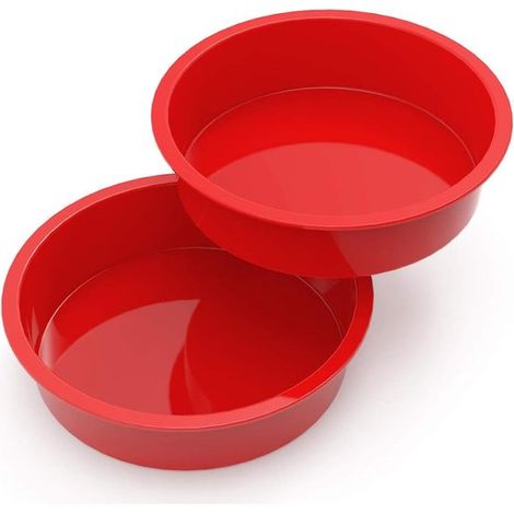 Moule à gâteau rond en silicone de 20 cm, 2 moules à pâtisserie d'un diamètre de 20 cm, moules à pâtisserie en silicone pour gâteaux et desserts (1/5)