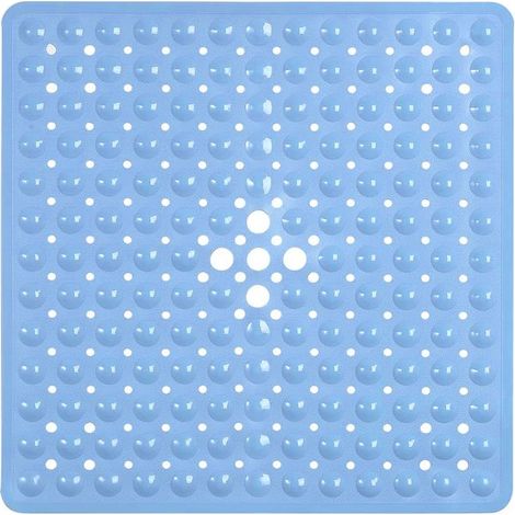 Alfombrilla de ducha antideslizante con ventosas - 53 x 53 cm - Material de PVC - Resistente al moho y lavable a máquina - Transparente - Blanca (1/5)