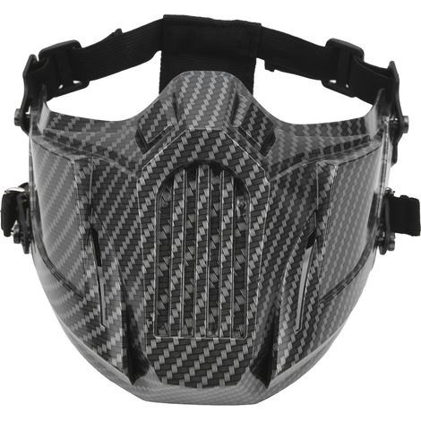Demi-visage de protection tactique en forme de crâne, couvrant la bouche et le nez, avec texture fibre de carbone, pour le jeu CS en extérieur.