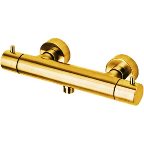 Paffoni Light Series LIQ168EHGSP Honiggold gebürstet ECOSTOP externe thermostatische Duscharmatur  Messing - Honey Gold Spazzolato