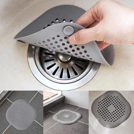 1pc gris attrape-cheveux bouchon de cheveux évier crépine filtre douche Drain couvre pour salle de bain baignoire et cuisine (1/4)