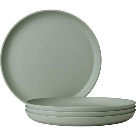 Assiette petit déjeuner 4 pièces Silueta - Lavable au lave-vaisselle et résistant au micro-ondes - Assiettes en plastique - Assiettes plates - Vaisselle - 23 cm - Nordic sage (1/5)