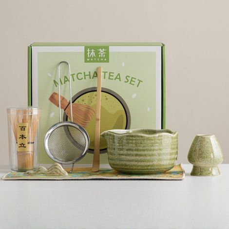 Coffret matcha japonais, 7 pièces, vert – accessoires de cérémonie, (1/5)
