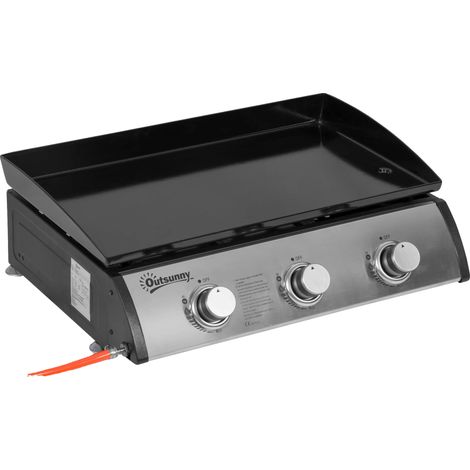 Gril à gaz, 3 brûleurs puissants, design compact et portable, Argent (1/2)