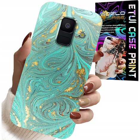 Custodia per Samsung A6 2018 - motivo marmorizzato + vetro temperato (1/5)